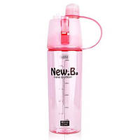 Спортивна пляшка для води з розпилювачем New. B 600 ml Рожевий