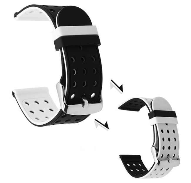 Подвійний ремінець з перфорацією для годинника Samsung Galaxy Watch 46 mm (SM-R800) - Black&White, фото 1