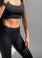 Женский костюм для фитнеса черный размер L