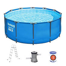Круглий каркасний басейн 5614S Metal Frame Pool (366х122 см) + насос + сходи Синій