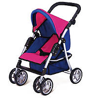 Детская прогулочная коляска для кукол Melogo с удобной спинкой и корзиной для игрушек, розово-синяя