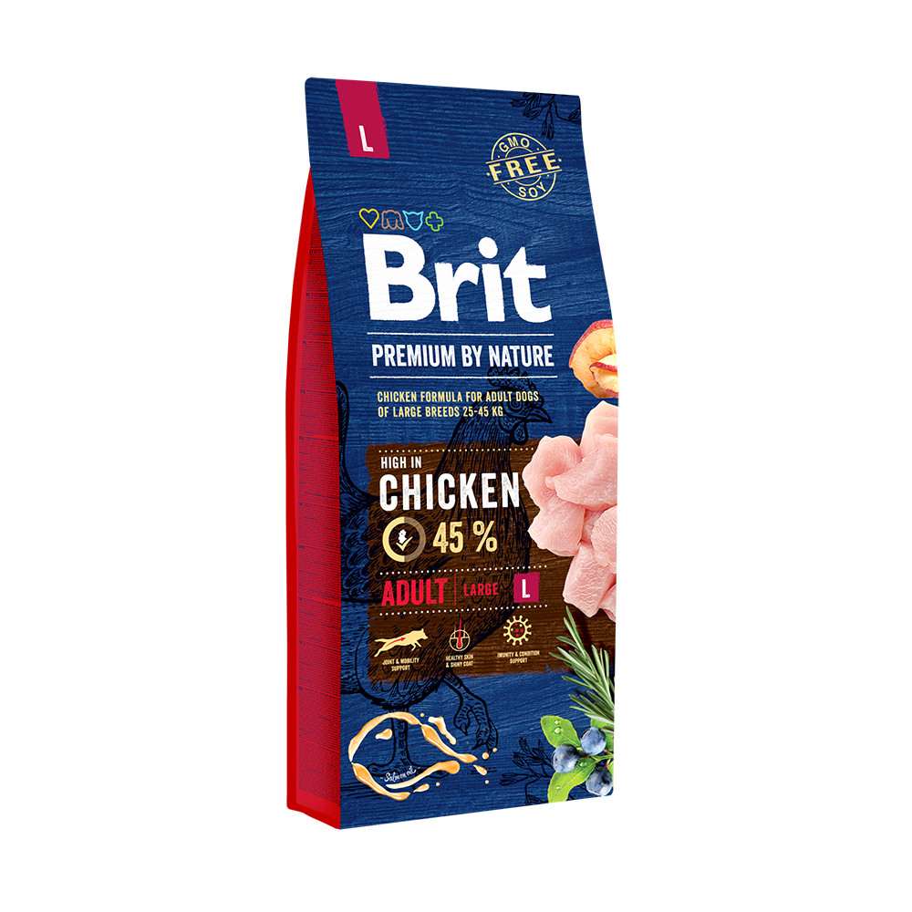 Сухой корм Brit Premium Adult L для взрослых собак крупных пород со вкусом курицы 3 кг - фото 1 - id-p749859207