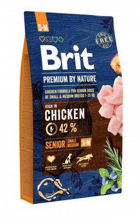 Сухой корм Brit Premium Senior S+M для пожилых собак мелких и средних пород со вкусом курицы 3 кг - фото 1 - id-p749859214