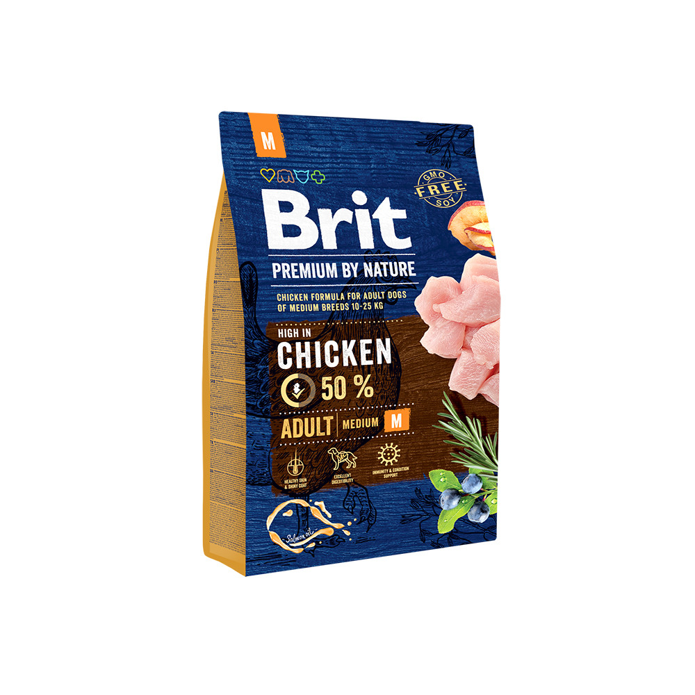 Сухой корм Brit Premium Adult M для взрослых собак средних пород со вкусом курицы 1 кг - фото 1 - id-p749859222