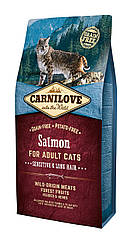 Carnilove Salmon Sensitive & Long Hair корм для кішок з чутливим травленням, з лососем, 6 кг