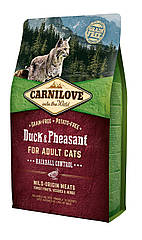 Carnilove Duck & Pheasant Hairball Controll корм для кішок, виведення вовняних грудок, 2 кг