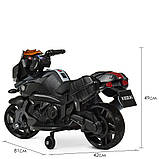 Дитячий електро мотоцикл на акумуляторі Bambi з шкіряним сидінням M 3832ELM-2 чорний крашено-матовий, фото 6