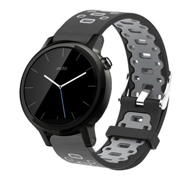 Спортивний ремінець Primo Perfor Classic для годинника Motorola Moto 360 2nd gen (42 mm ) - Black&Grey