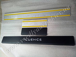 Захист порогів - накладки на пороги Renault Fluence з 2010 р. (Premium carbon)