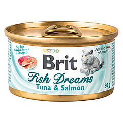 Вологий корм для кішок Brit Fish Dreams 80 г (лосось і тунець)