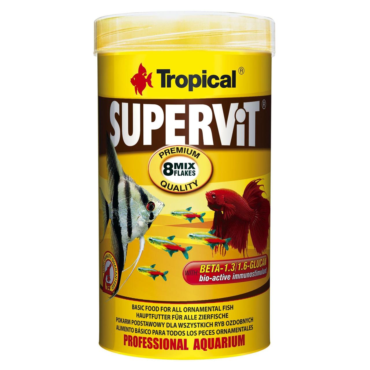 Сухий корм для акваріумних риб Tropical в пластівцях Supervit 250 мл