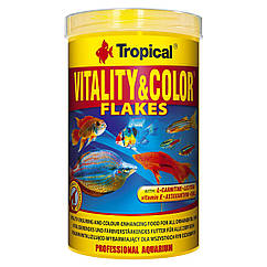 Сухий корм для акваріумних риб Tropical в пластівцях Vitality & Color Flakes 1 л