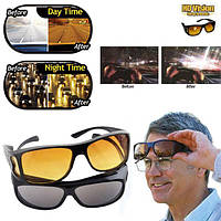 Очки анти-бликовые для водителей HD Vision 2 в 1 антибликовые очки, поляризационные очки для авто, нажимай