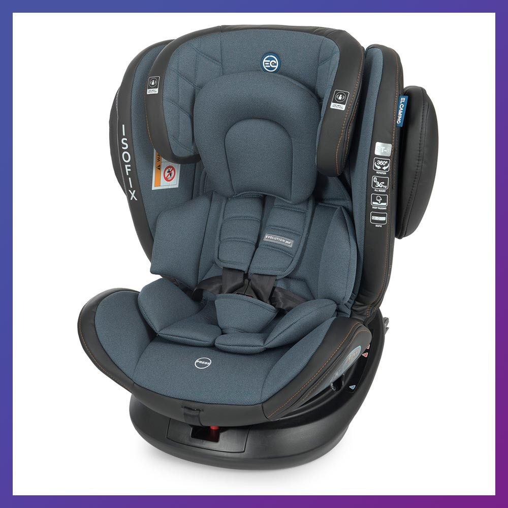 Дитяче автокрісло із системою Isofix від народження до 12 років, El Camino Evolution 360o Denim Blue синє