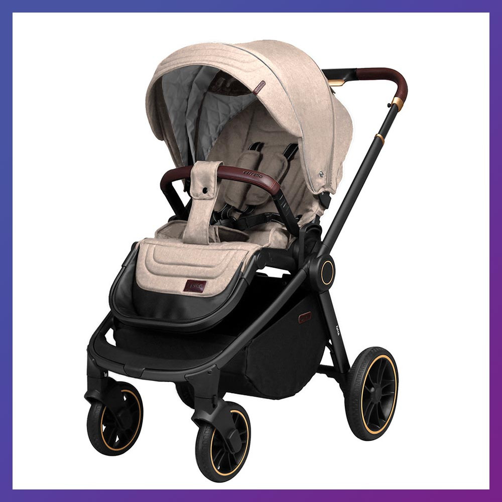 Дитяча прогулянкова коляска з регульованою спинкою CARRELLO Epica CRL-8509 Almond Beige бежева EVA колеса