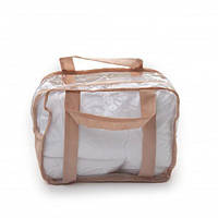 Набор из 3 прозрачных сумок в роддом для мамы и малыша Twins (S+M+L), бежевый