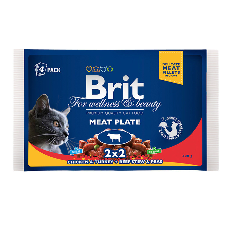 Консерви Brit Premium для кішок м'ясна тарілка, 400 г