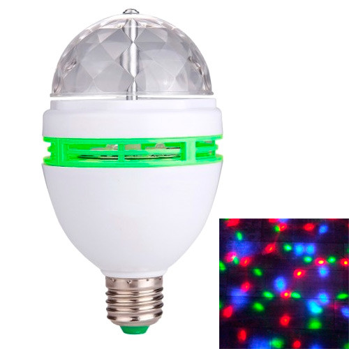 Диско лампа обертальна світлодіодна, E27 LED RGB 3Вт
