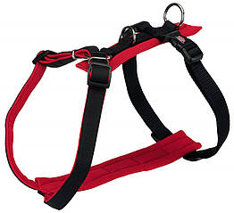 Шлея Trixie Soft Comfort Y-Harness M–L: 52-75 см / 25 мм чорний / червоний.