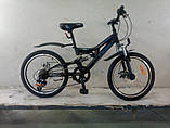 Велосипед дитячий швидкісний Crosser Smart 20 дюймів зріст 130-150 см вік від 7 до 11 років чорно-синій, фото 2