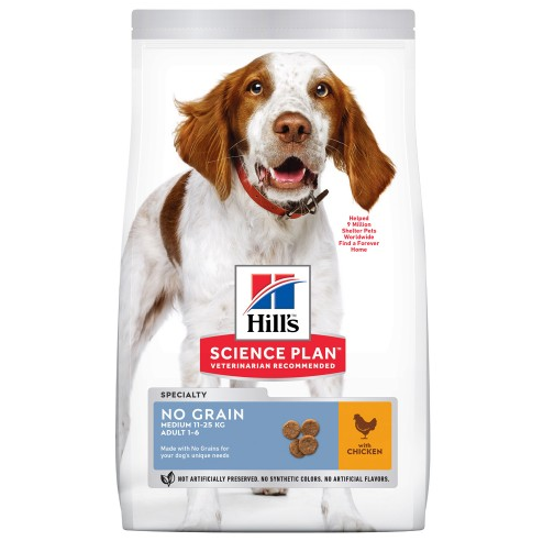 Сухий беззерновой корм hill's SP Canine Adult Medium Breed No Grain для дорослих собак середніх порід з куркою