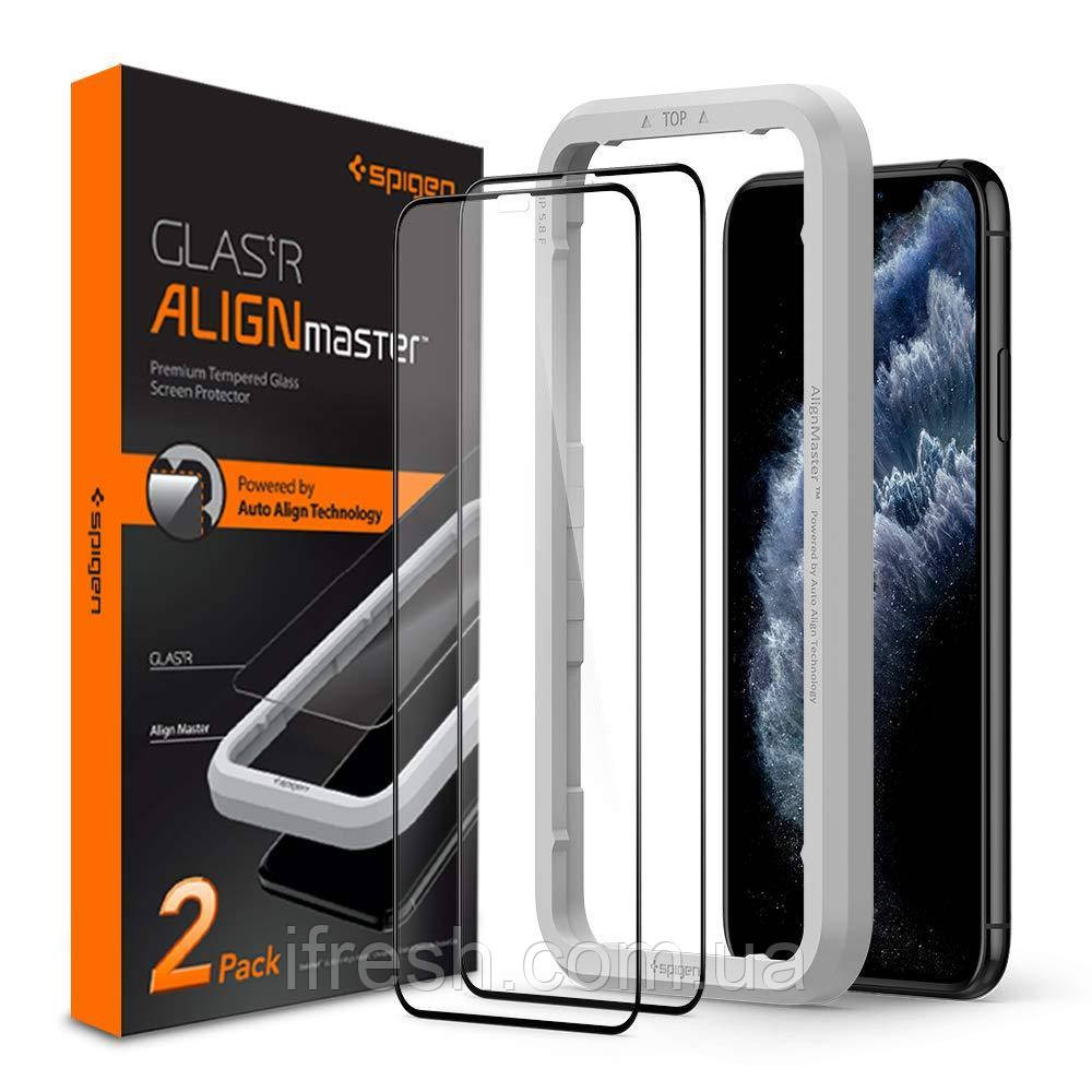 Захисне скло Spigen для iPhone 11 Pro/XS/X Glas.tR AlignMaster (2 шт.), Black (AGL00480)