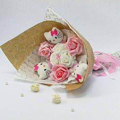 Букет з іграшок Котики 3 з трояндами рожевий Крафт 5190IT