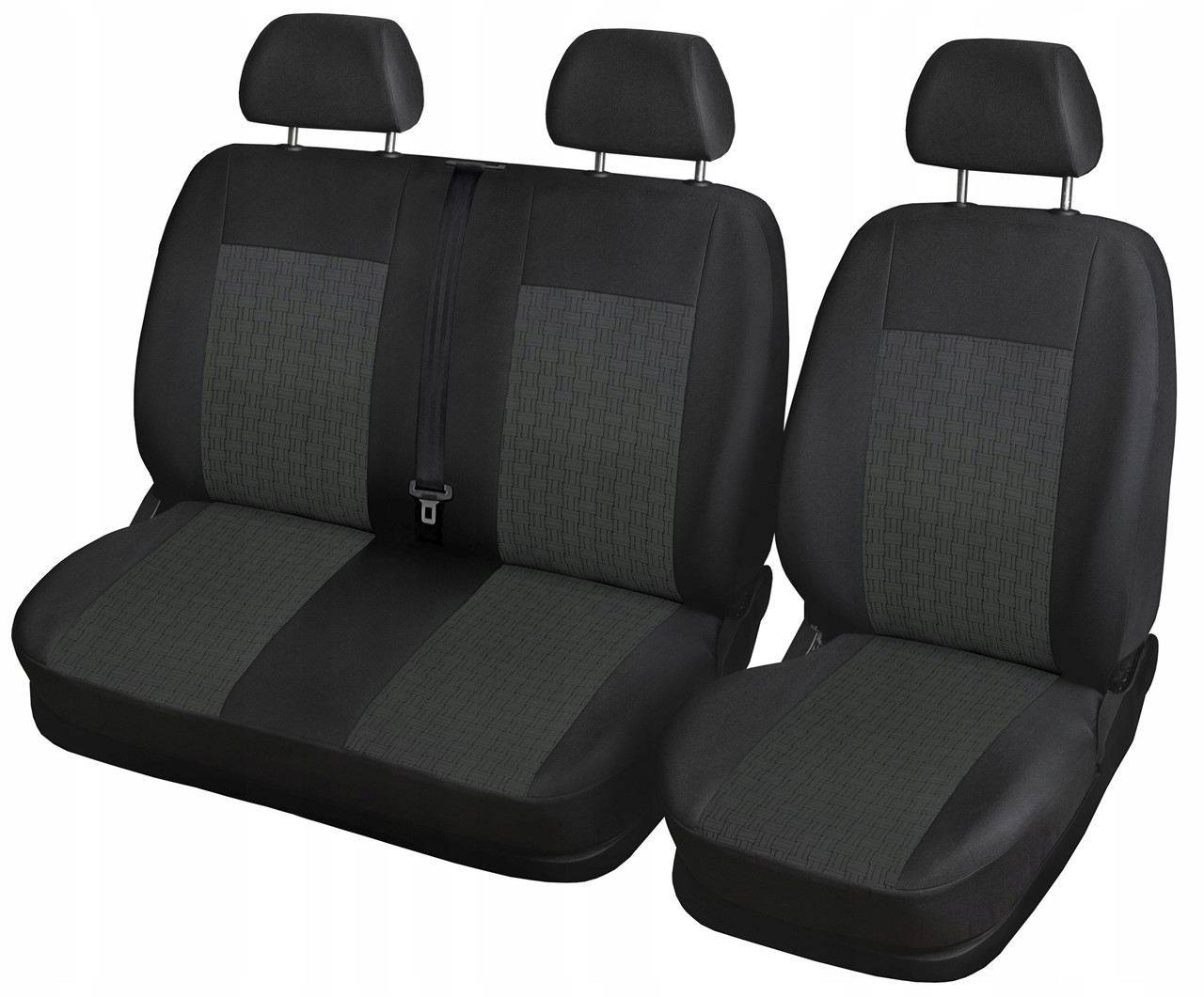 Чехлы модельные 2+1 для Sprinter Crafter LT / плотная ткань жакард / Черный Ромб