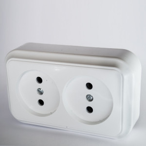 Розетка двойная наружная белая РА16-060 (на керамике) Светоприбор (ID ...