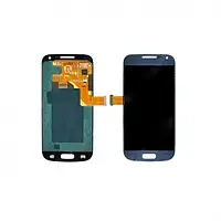 Дисплей I9190 I9192 I9195 Galaxy S4 mini модуль в зборі з тачскріном, синій, з рамкою