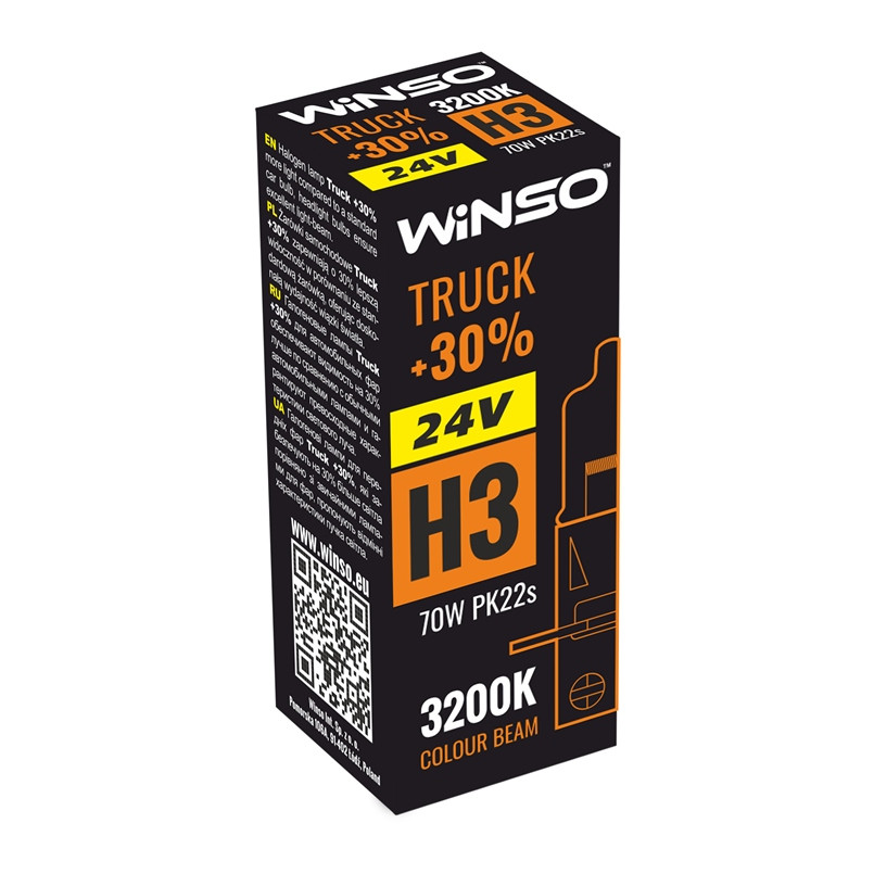 Автолампи Winso 24 V H3 TRUCK +30% 70 W PK22s