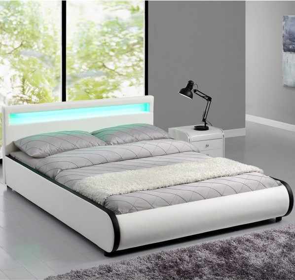 Елегантна шкіряне ліжко SEVI 180х200 см з LED підсвічуванням, фото 1