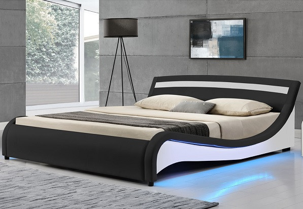 Двоспальне ліжко шкіряна MALA 180х200 см з LED підсвічуванням!