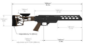 Ложа MDT TAC21 для Rem700\LA, алюм., регул. черн