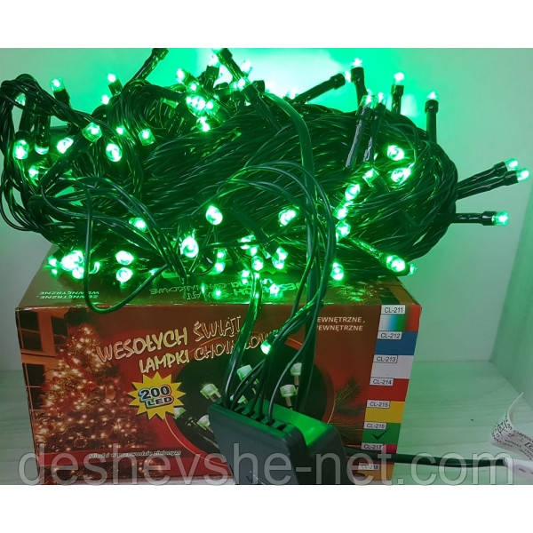 Гірлянда на 200 LED зелена