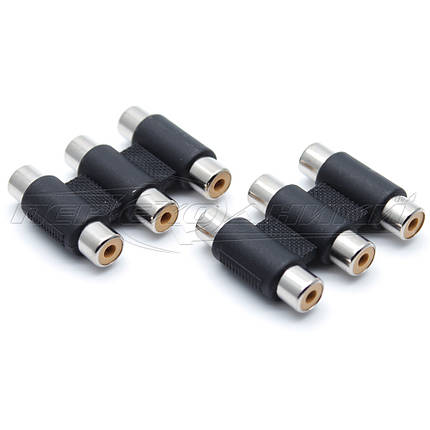 Перехідник 3 гнізда RCA — 3 гнізда RCA (пластик), фото 1