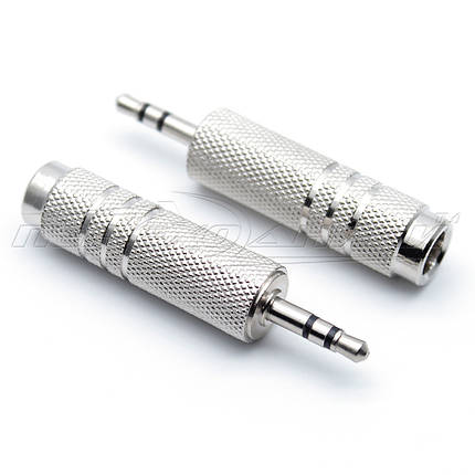 Перехідник гніздо 6.3 стерео-штекер 3.5 мм стерео (метал), фото 1