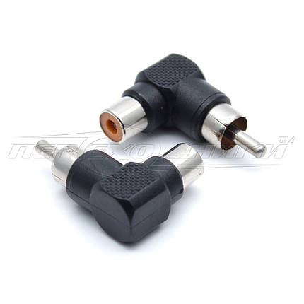 Перехідник штекер RCA — гніздо RCA кутовий (пластик), фото 1