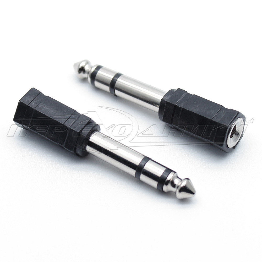 Перехідник штекер 6.3 мм стерео — гніздо 3.5 мм стерео (пластик)