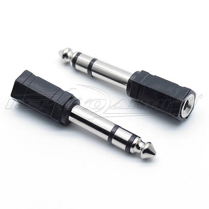 Перехідник штекер 6.3 мм стерео — гніздо 3.5 мм стерео (пластик), фото 1