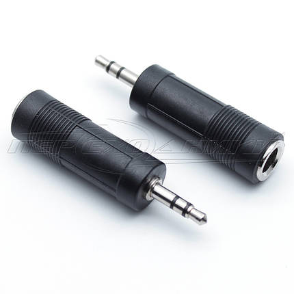 Перехідник гніздо 6.3 мм стерео - штекер 3.5 мм стерео (пластик), фото 1