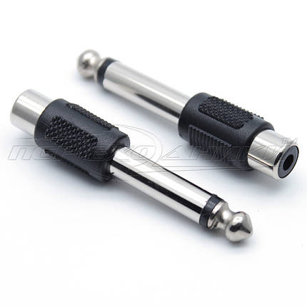 Перехідник штекер 6.3 моно — гніздо RCA (пластик), фото 1