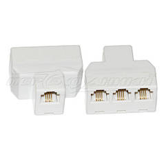 Телефонний розгалужувач RJ11, гніздо — 3 гнізда (6P-4C)