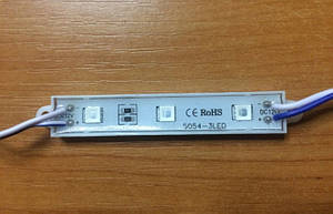Світлодіодний модуль SMD 5054 3 світлодіоди 120* синій IP65 Код.58687