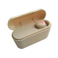 Bluetooth гарнітура/бездротовий навушник із мікрофоном HBQ Q32 Single Logo Beige