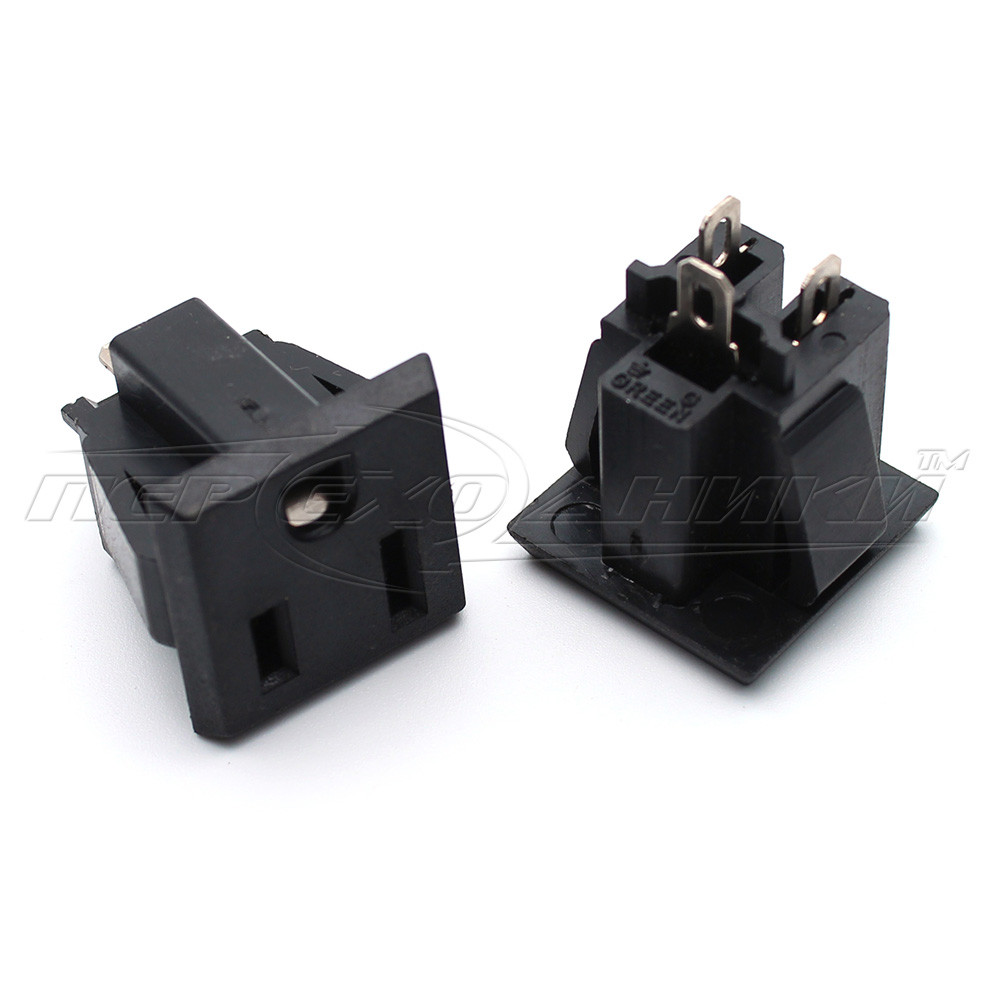 Гніздо мережеве USA 3 pin, монтажне (пластик)