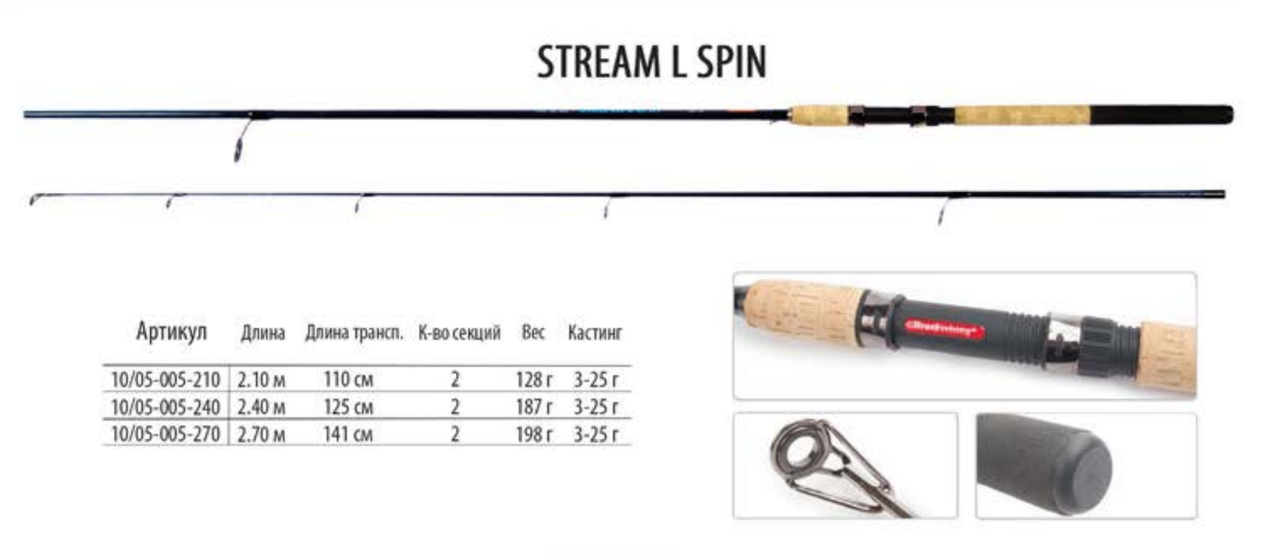 Спінінг Bratfishing STREAM L SPIN 2.7 м/тест 3-25г