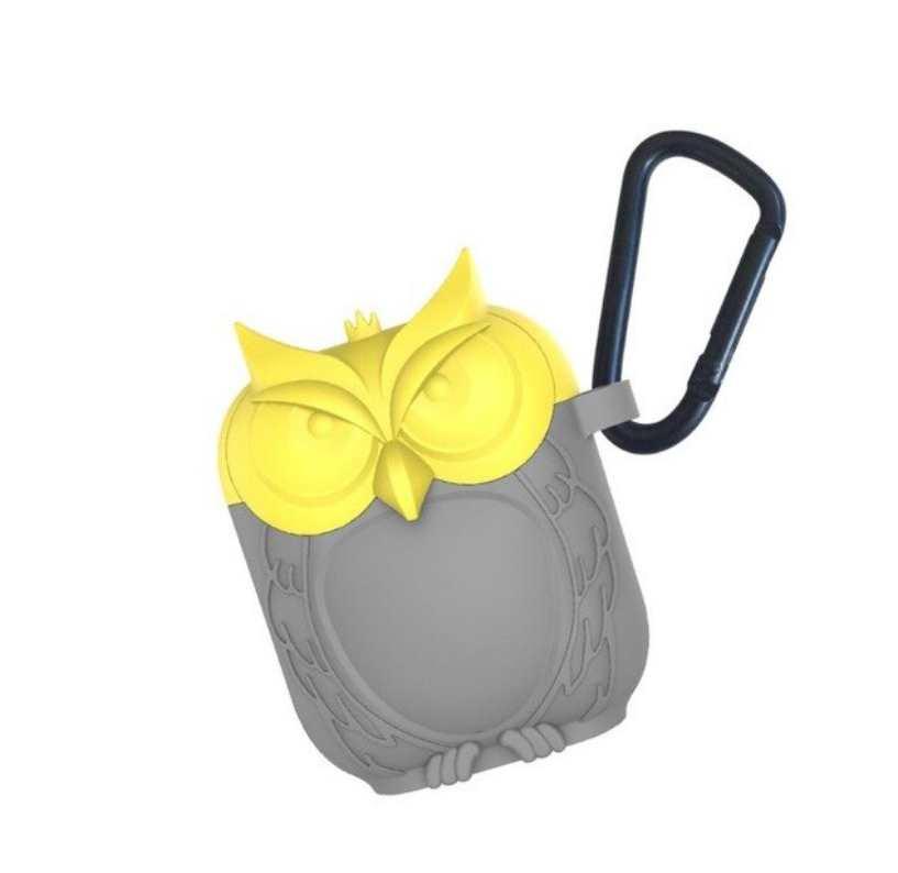 Чохол для навушників Apple AirPods Alitek Совонька Yellow/Grey + карабін