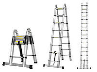 Лестница телескопическая алюминий 3.8 м + стабилизато