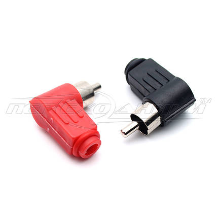 Роз'єм штекер RCA під шнур кутовий (пластик), фото 1